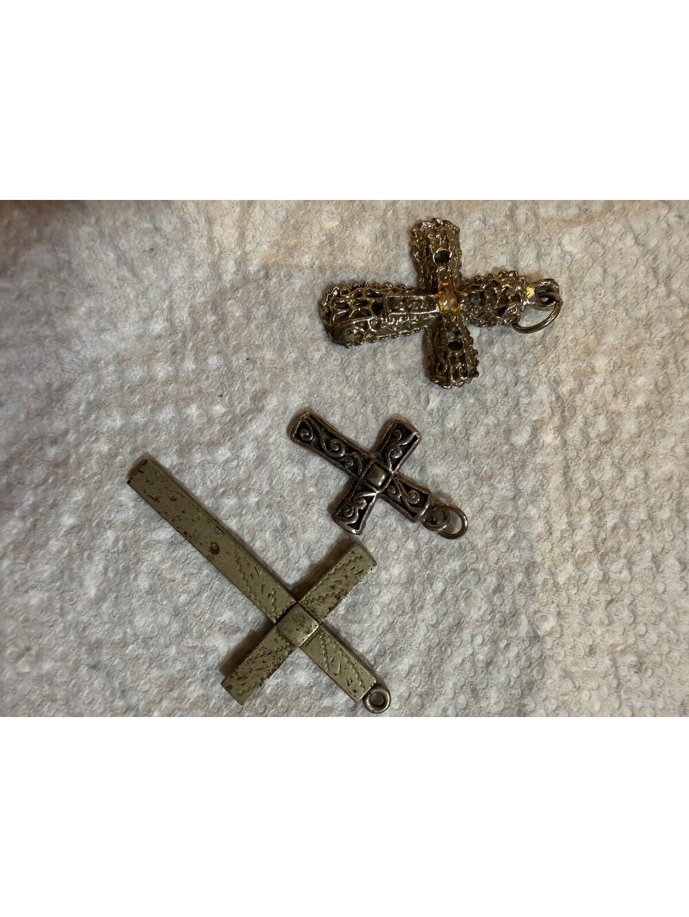 Set of 3 Vintage Cross Pendants Charms